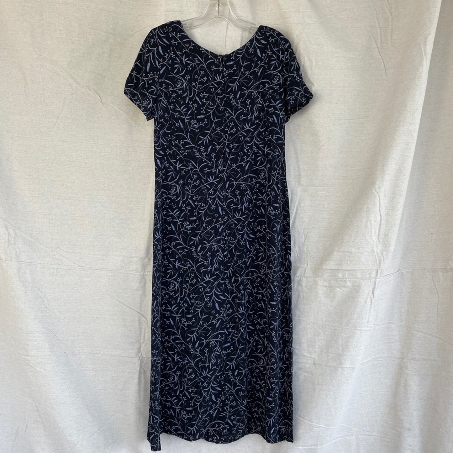 Vintage 90s Petite Sophisticate Blue Floral Maxi Shift Dress