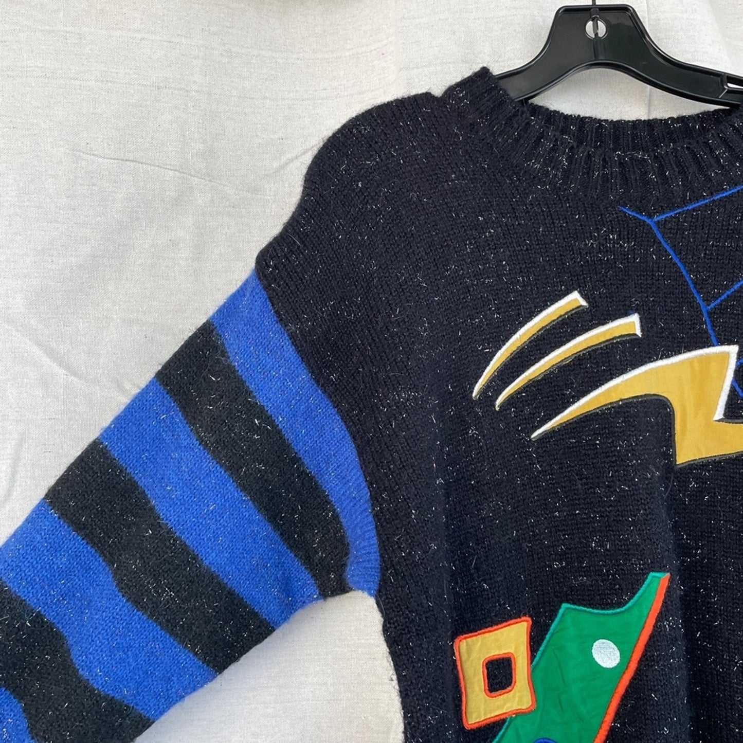 Vintage 80s Funky Japanese Appliqué and Embroidered Wool Alpaca Blend Sweater