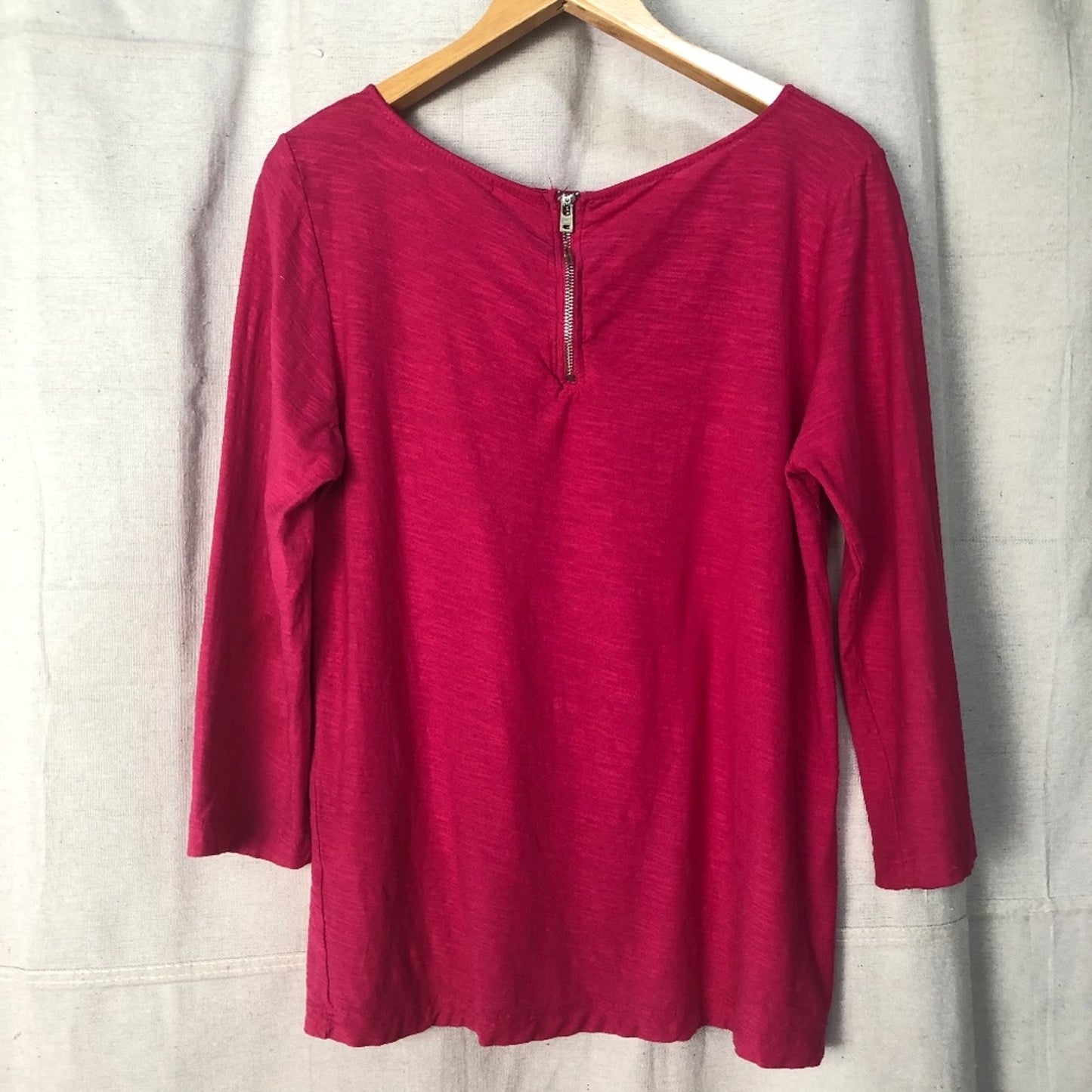 Michael Stars Hot Pink Zipper Back Long Sleeve Tee