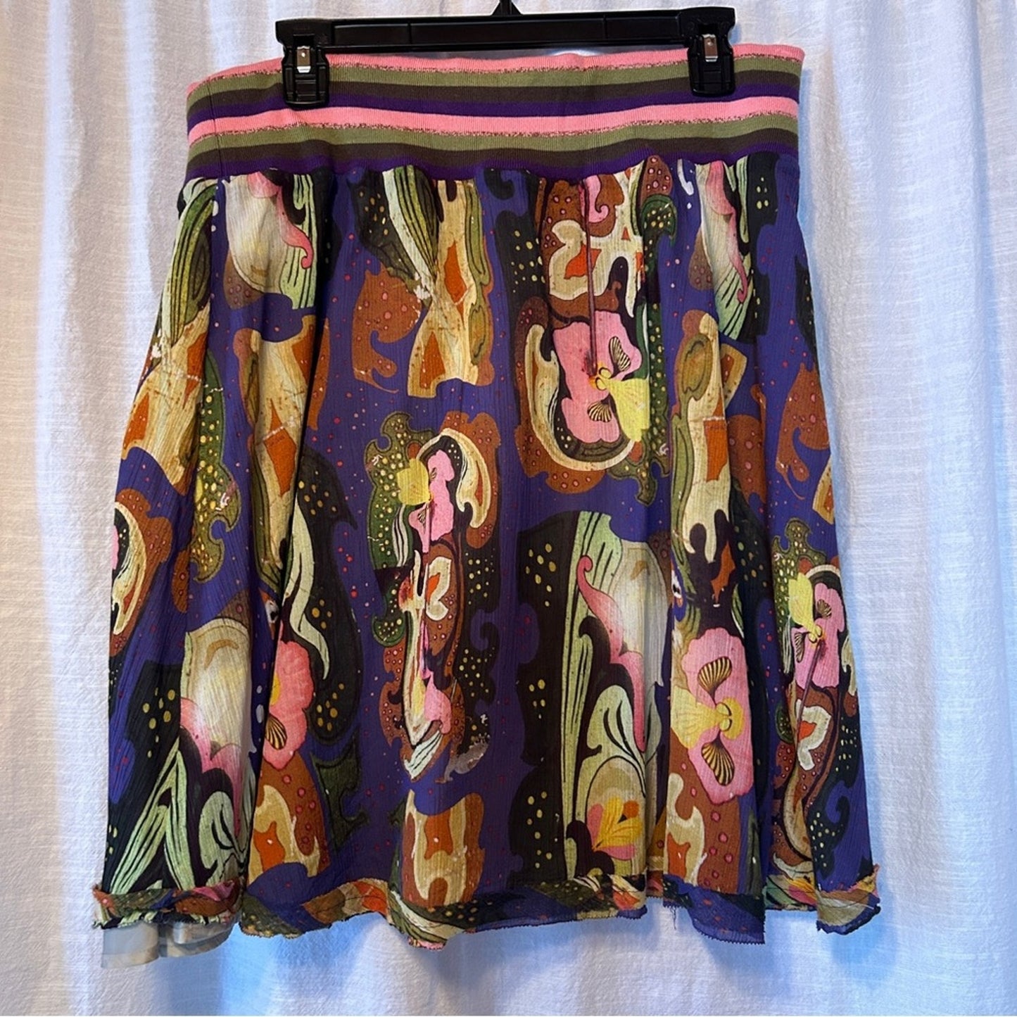 Oilily Psychedelic Orchid Print Crepe Silk Blend Skirt