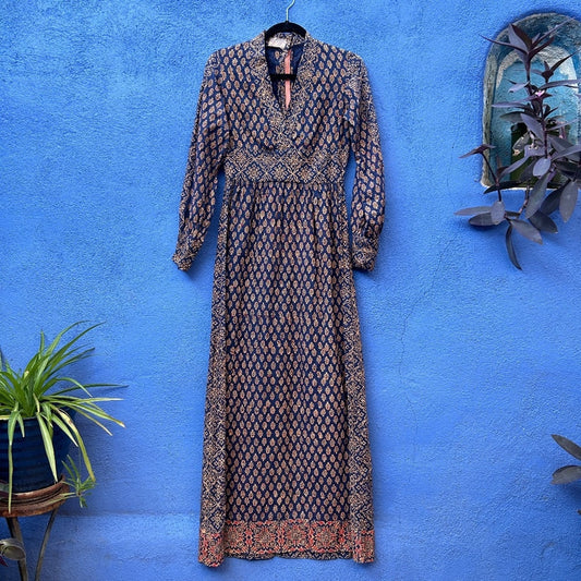 Vintage India Imports of Rhode Island Mixed Indian Print Cotton Maxi Dress