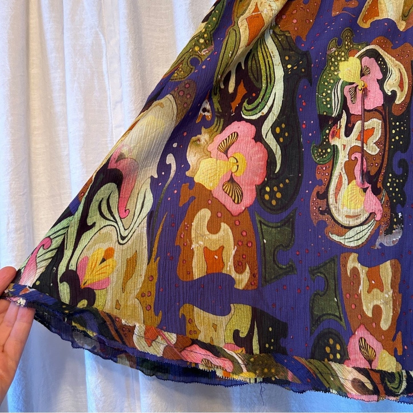 Oilily Psychedelic Orchid Print Crepe Silk Blend Skirt