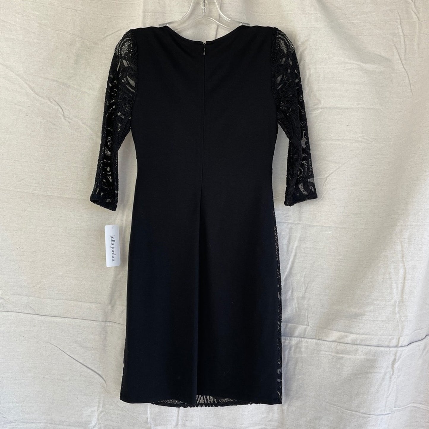 julia jordan Black and Cream Lace Overlay 3/4 Sleeve Shift Dress - NWT