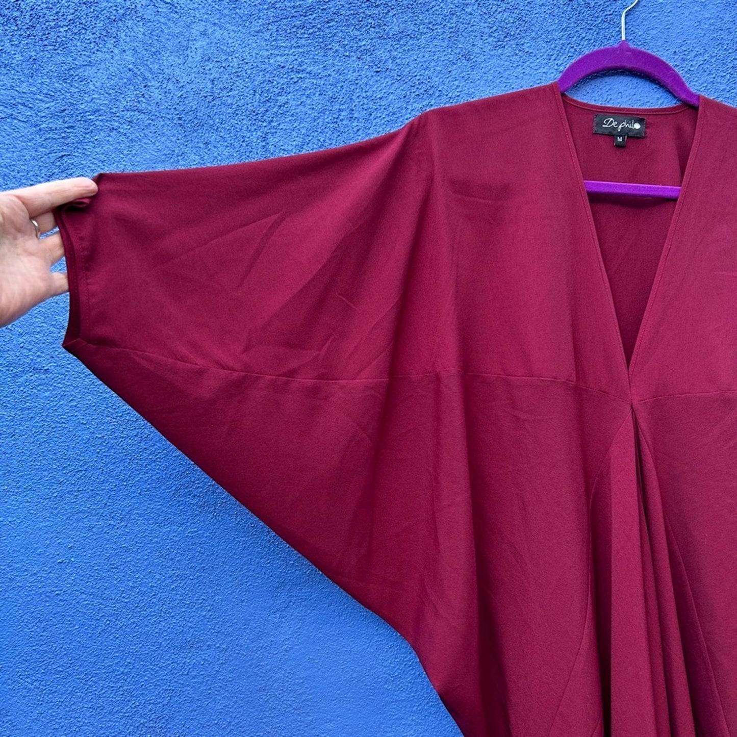 De philo Burgundy Batwing Maxi Dress