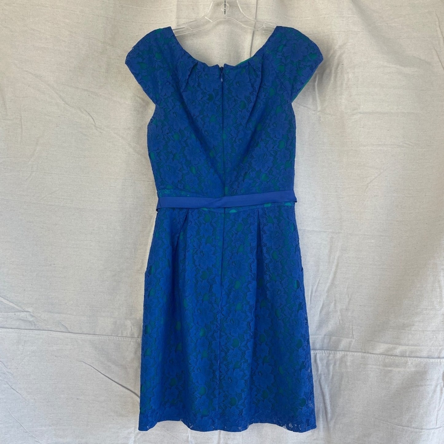 BCBGMaxAzria Blue Lace Overlay Rory Shift Dress