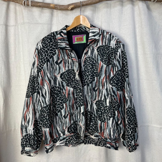 Vintage 80s GTI Mixed Print Silk Bomber Jacket