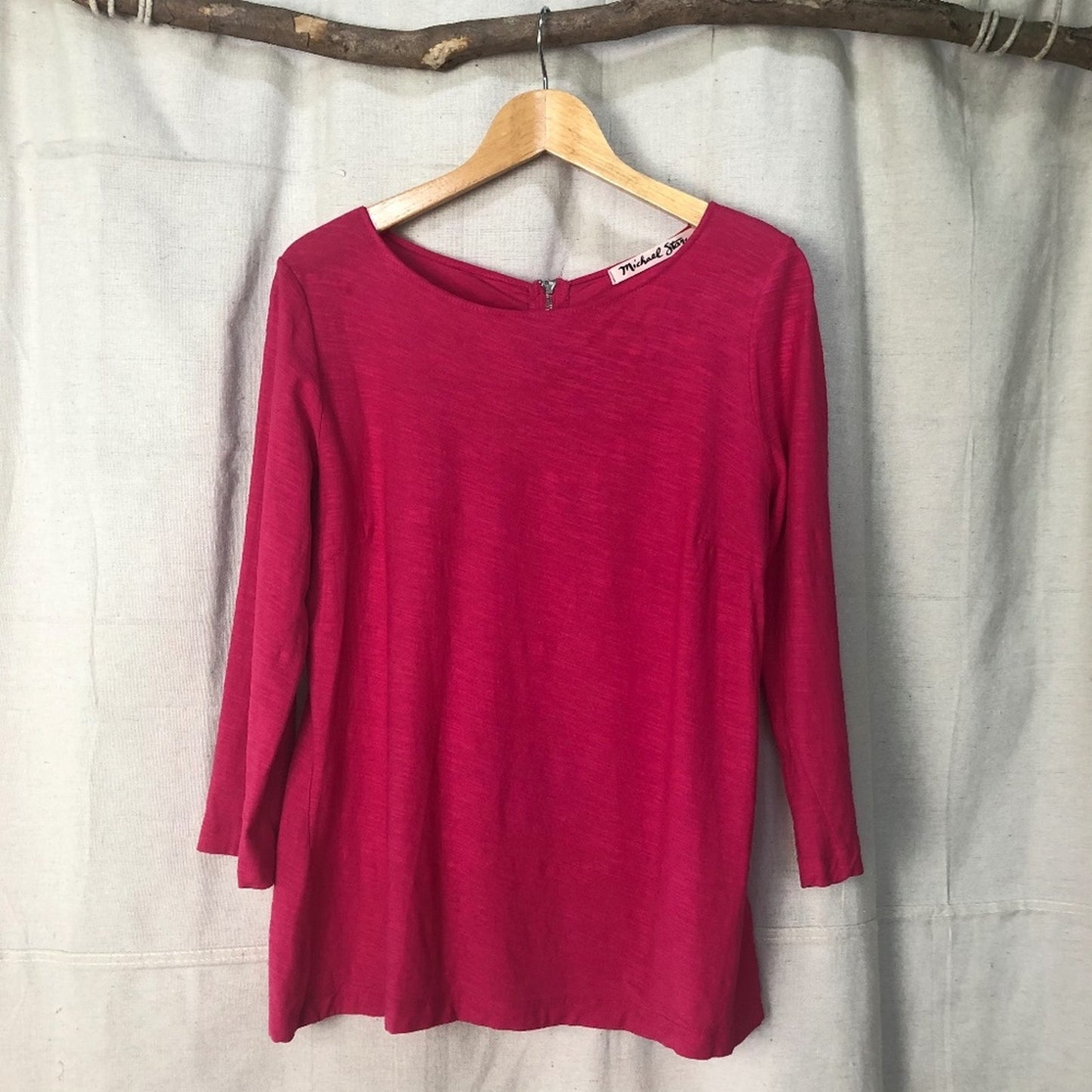 Michael Stars Hot Pink Zipper Back Long Sleeve Tee