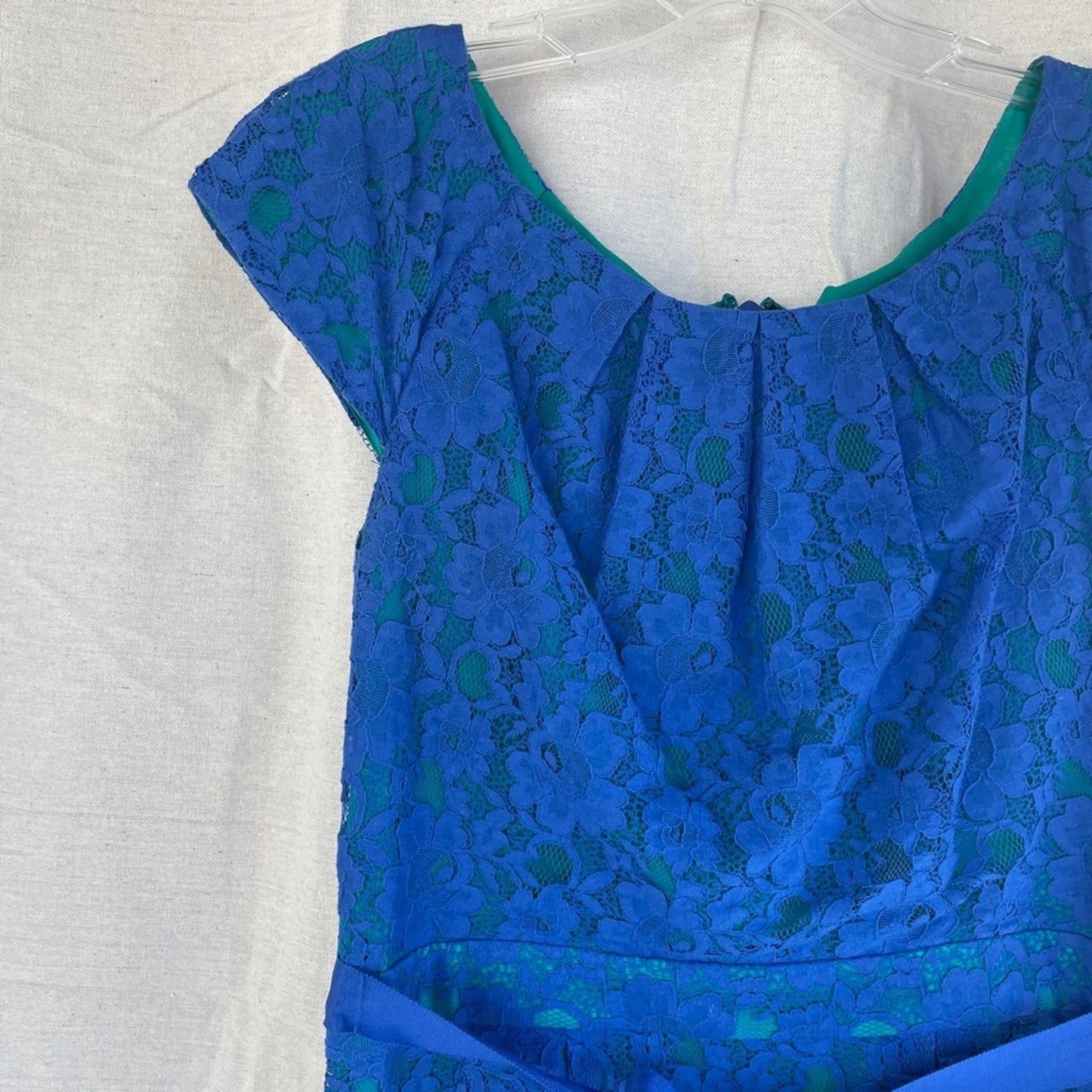 BCBGMaxAzria Blue Lace Overlay Rory Shift Dress