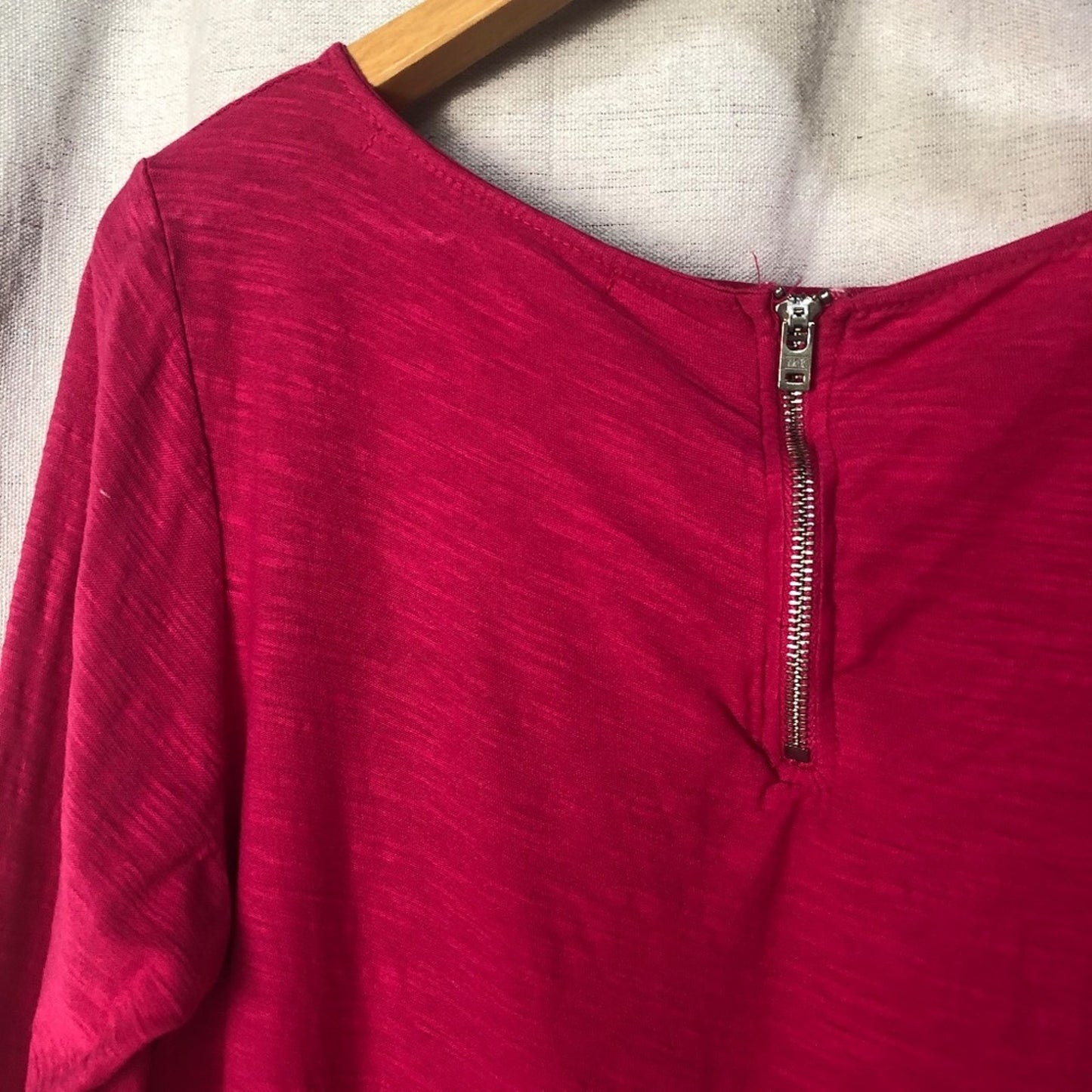 Michael Stars Hot Pink Zipper Back Long Sleeve Tee