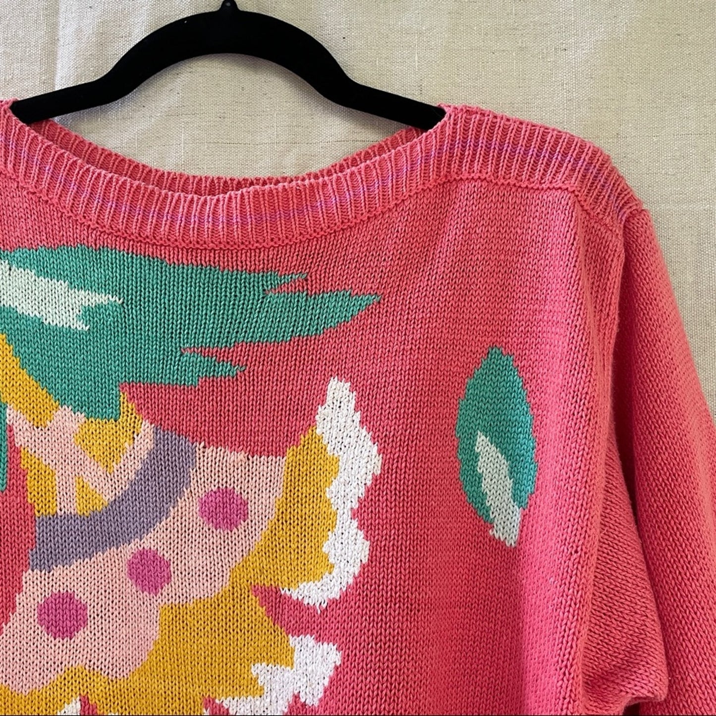 Vintage 80s Counterparts Batteau 3/4 Sleeve Knit Top