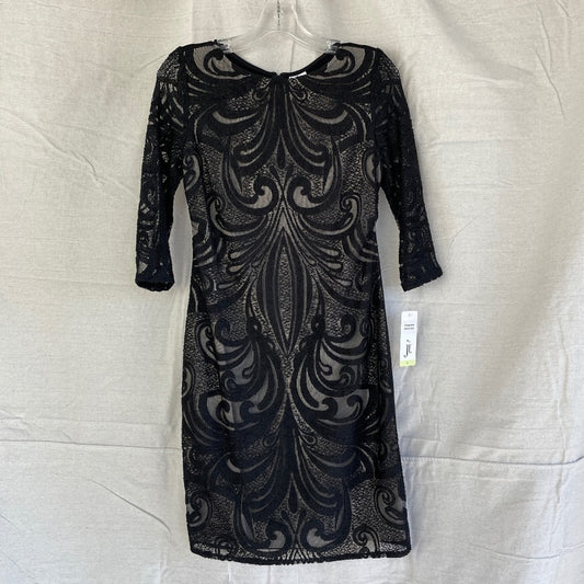 julia jordan Black and Cream Lace Overlay 3/4 Sleeve Shift Dress - NWT