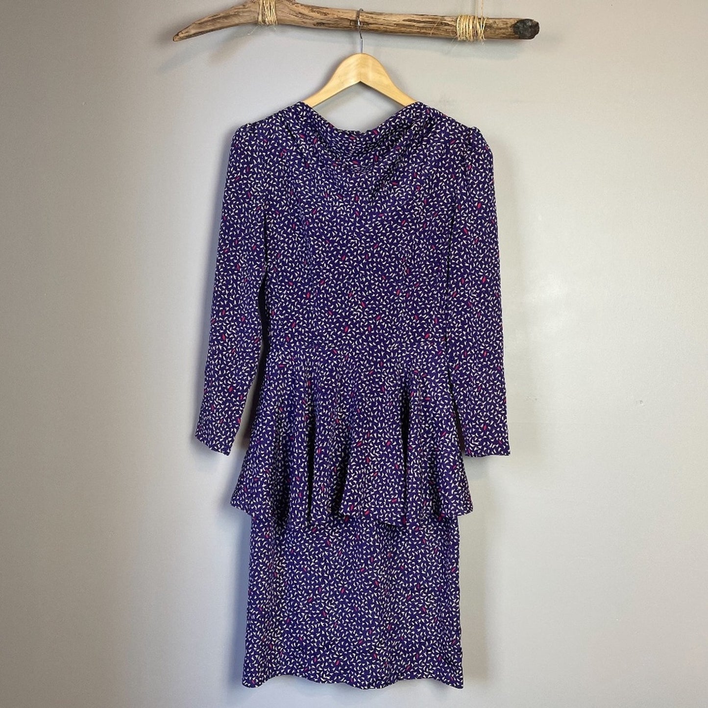 Vintage 80s ala Carte Purple Silk Peplum Dress