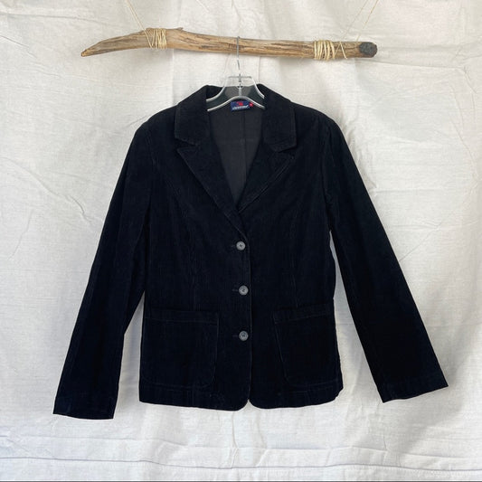 Vintage Cicerone Black Corduroy Three Button Blazer